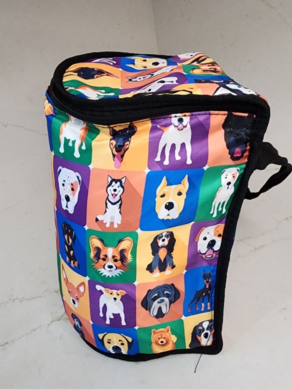 Pop Art Dog Breeds Insulated Lunch Bag Colorful Puppy Print Cooler Tote - Picture 2 of 15